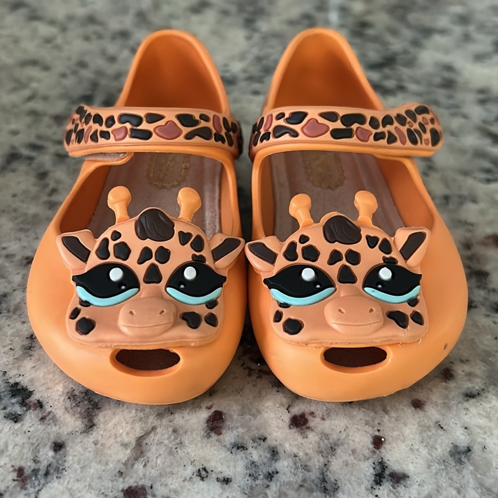 Mini Melissa Ultra Girl orange giraffe Mary Jane shoes‎ Size 5 - Picture 4 of 7